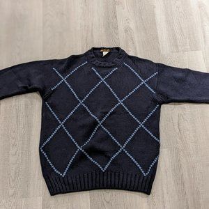 Loro Piana Mens Cashmere Medium (Size 50) Sweater Blue Zig Zag Pattern Crewneck